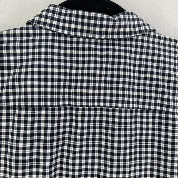 Talbots Woman 16W Petites Wrinkle Resistant Button Up Shirt Black White Gingham - Picture 9 of 10